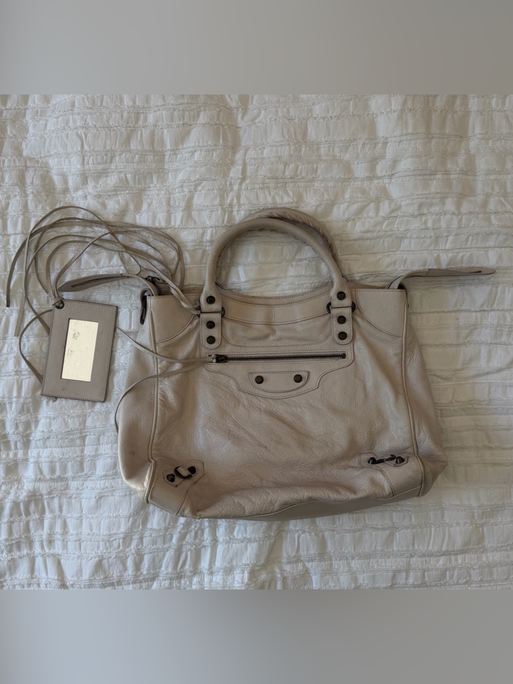 Balenciaga Beige Leather Shoulder Bag